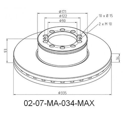 Disks bremžu d-335-H93 MAN-TGL