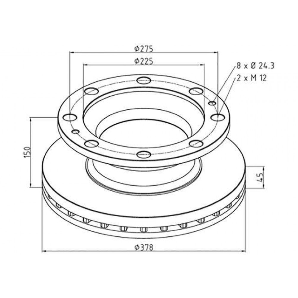 Disks bremžu 378X45/H150-8C VL