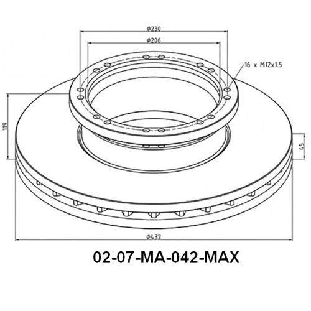 Disks bremžu d-432/ 16-O MAN-TGA