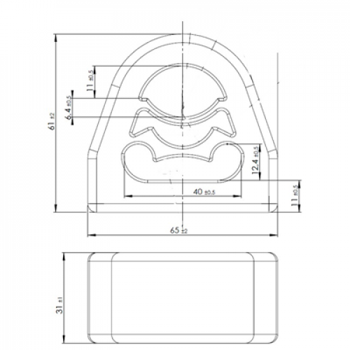 Gumijas turētājs Mercedes L=31 W=65 H=61 Gumija