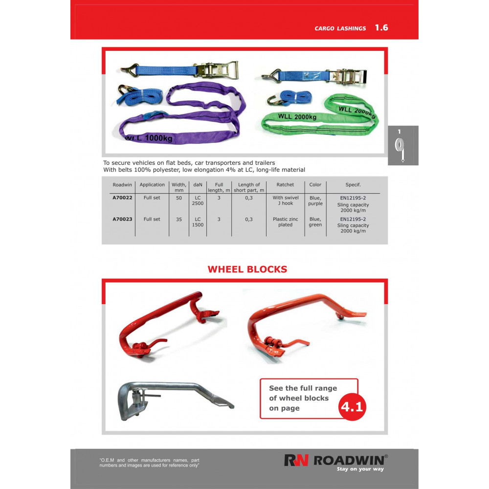 Roadwin Cargo Safety Parts Catalog