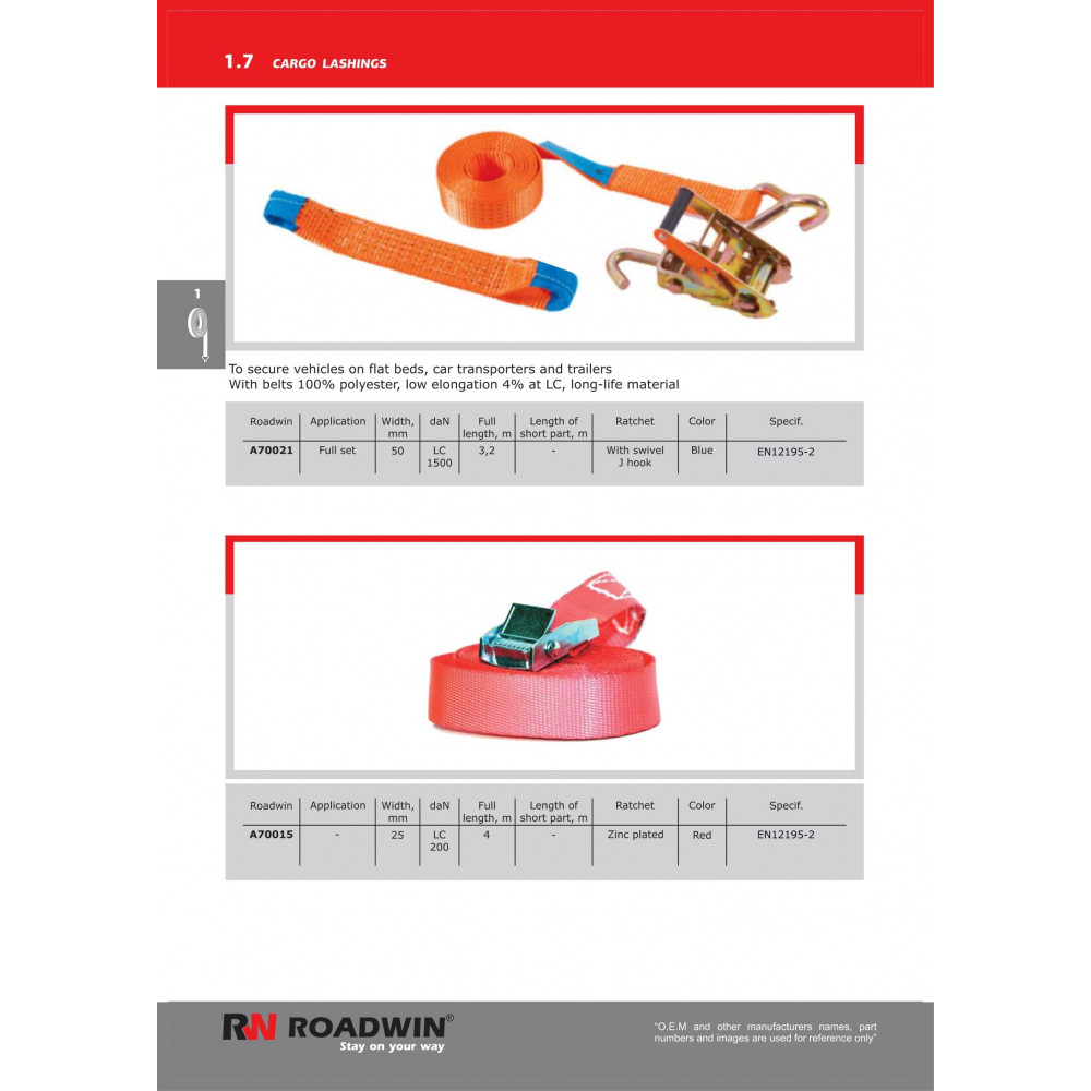 Roadwin Каталог запчастей безопасности груза