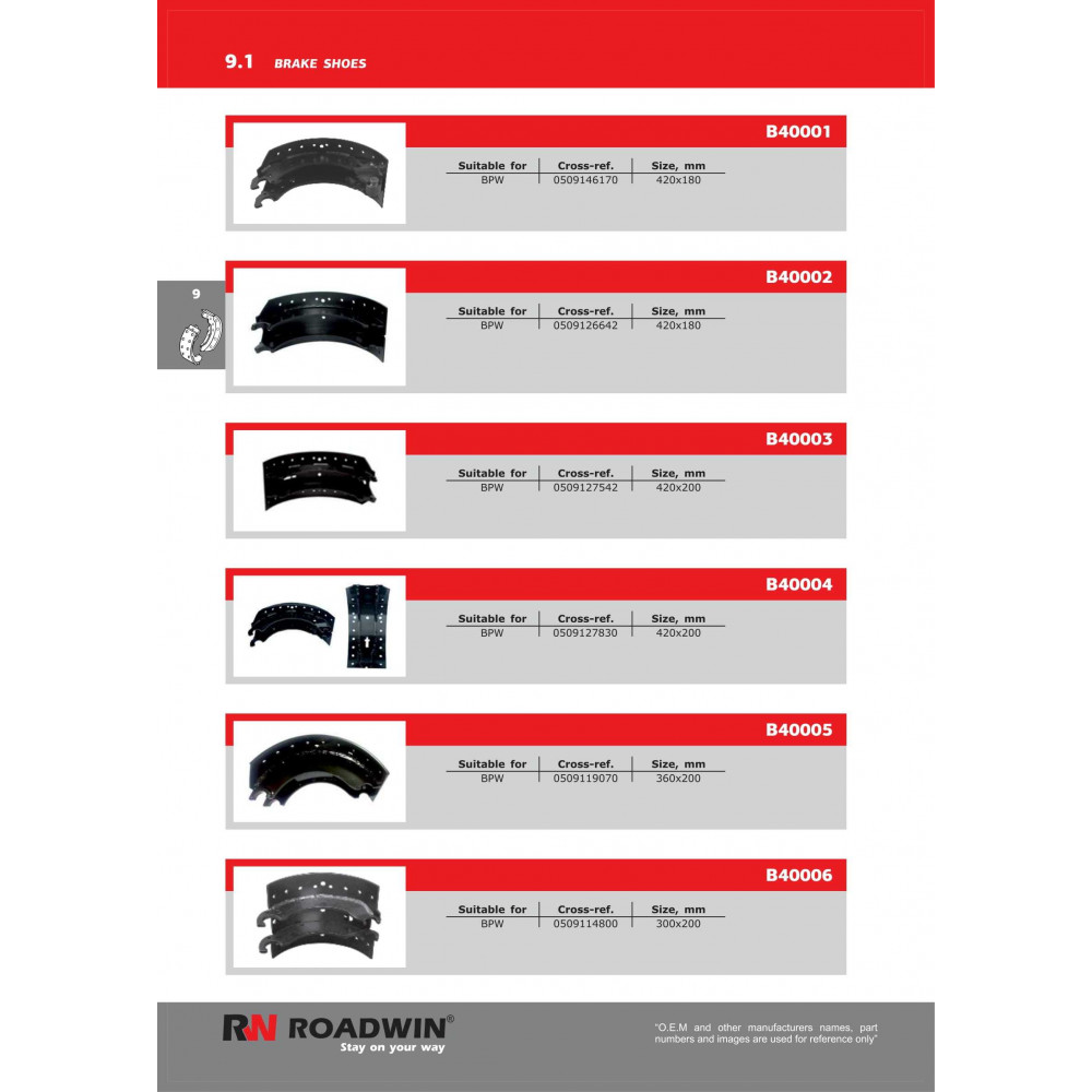 Roadwin brake drums,shoes, camshafts and rivets